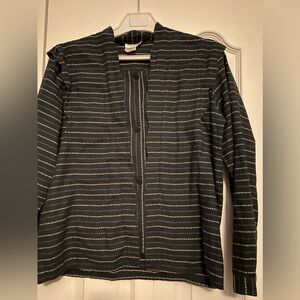 Vintage Simon Chang Striped Black and White Button-Up Shirt